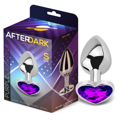 AfterDark Heart Shaped Butt Plug Silver/Purple Size S