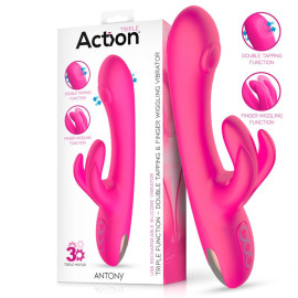 Action Antony Triple Function Double Tapping & Finger Wiggling Vibrator Pink