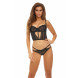Bombshell Boudoir Strap Overlay Bra Set 2pcs Black