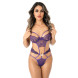 Daring Intimates Heart Lace Teddy with Jewel Purple